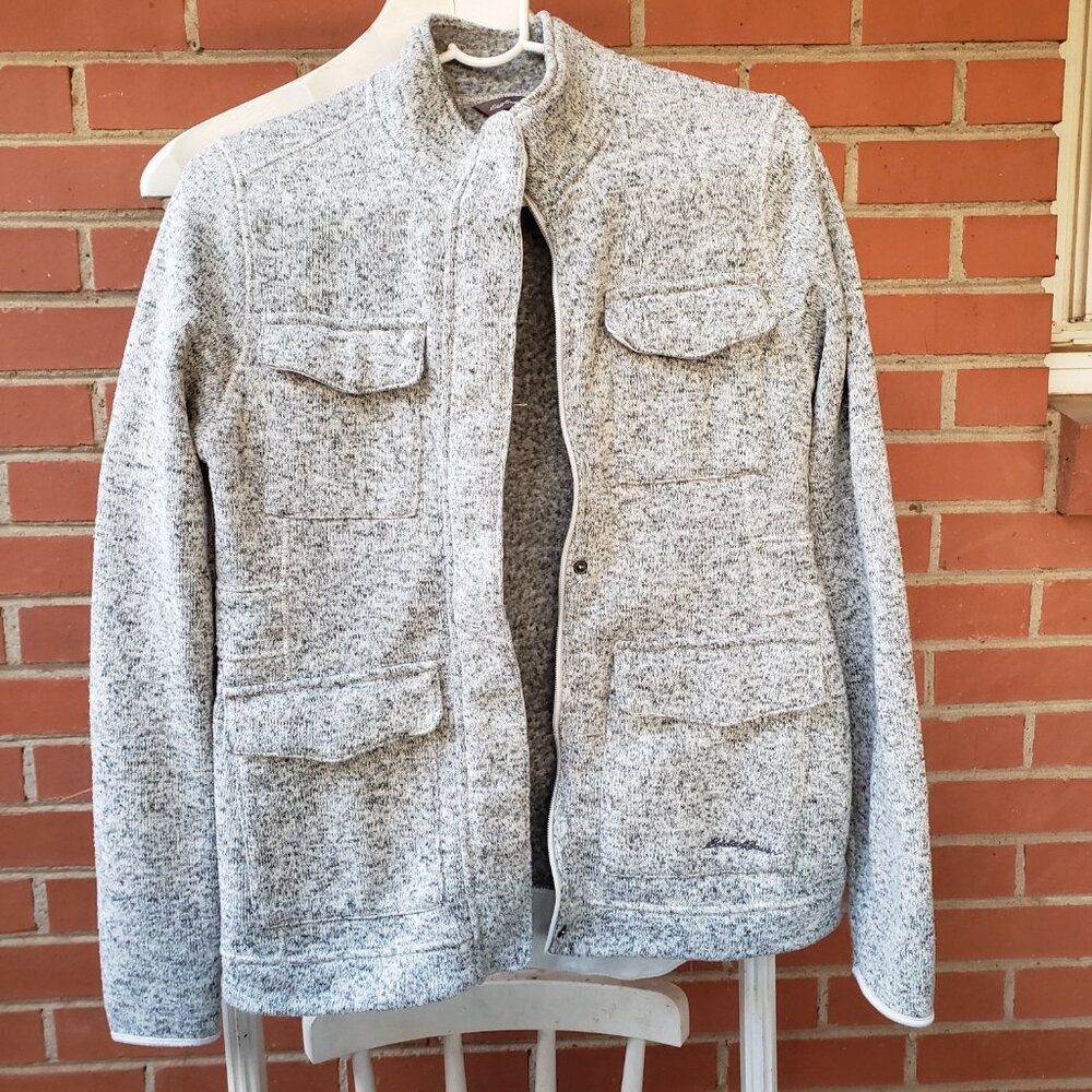 EUC EDDIE BAUER Grey Heather Colorway Sweater Full Zip (M) Pockets
